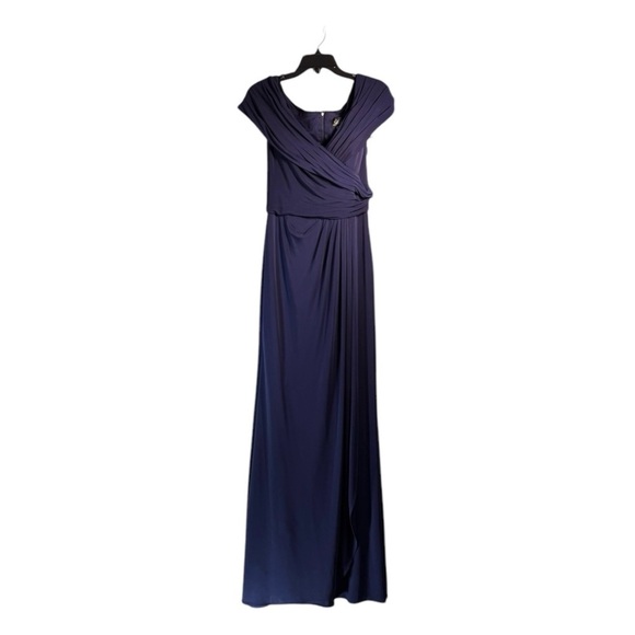 La Femme Ruched Jersey Column Gown in Navy NWOT - Picture 2 of 11